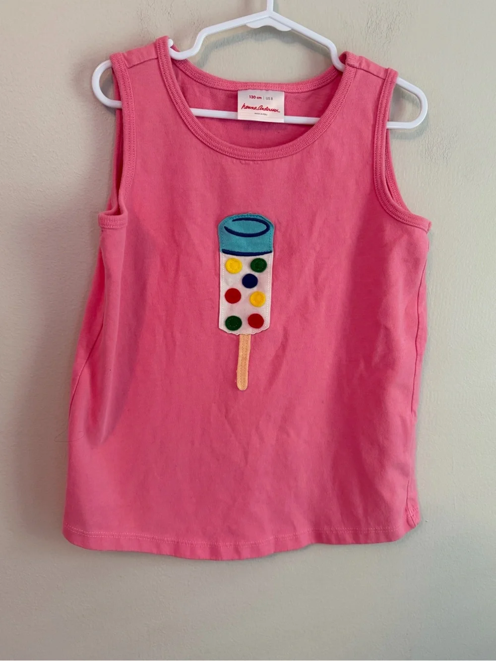 Hanna Andersson Pink Sleeveless Popsicle Appliqué Tank Top